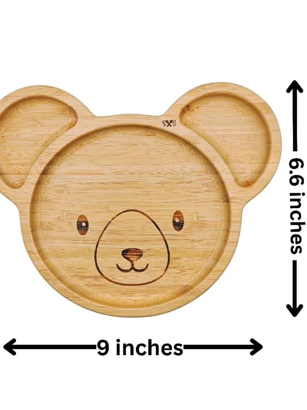New! Bamboo Toddler Plate | Bear Plate with Gray & Pink Suction